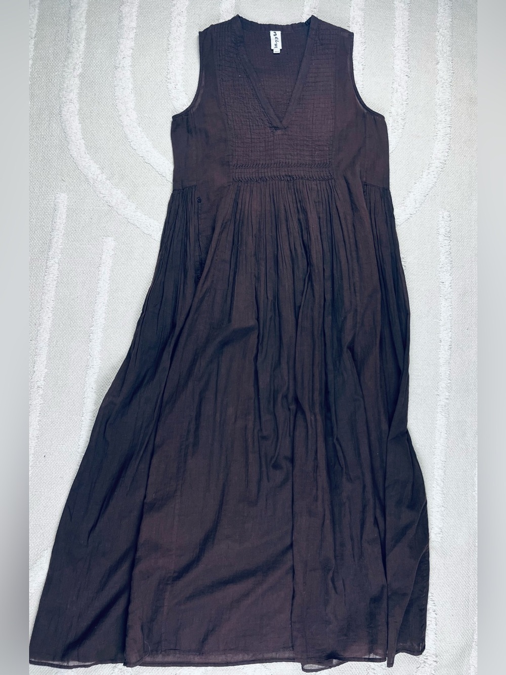 NEEM Clarissa Cotton Sleeveless Midi Dress – Rich Brown – XS/S